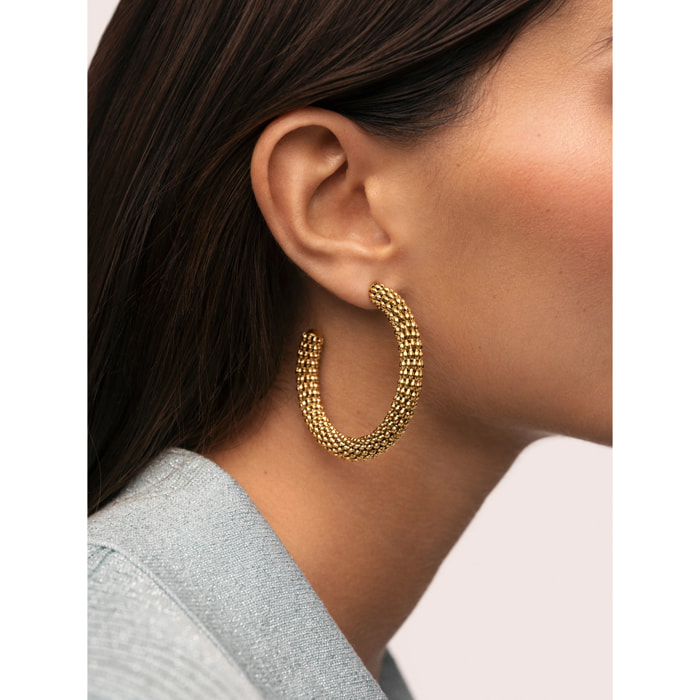 Pendientes Aro Disco Acero Baño Oro