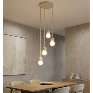 Lampada a sospensione LOOP in acciaio moka e legno