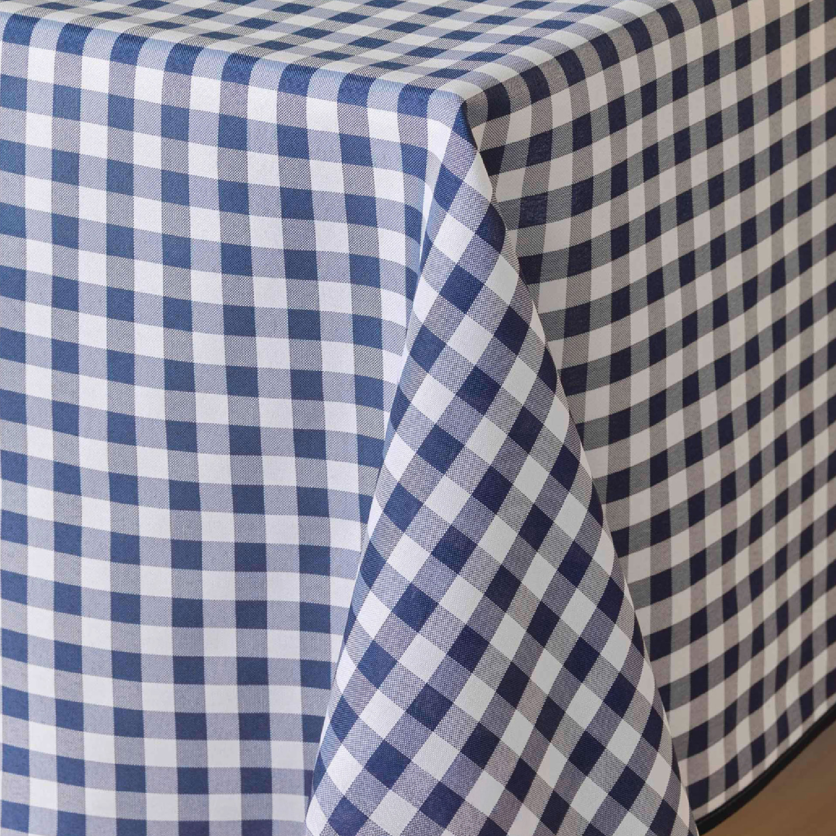 Nappe Carrée Infroissable Vichy Bleu Antitache - Bleu