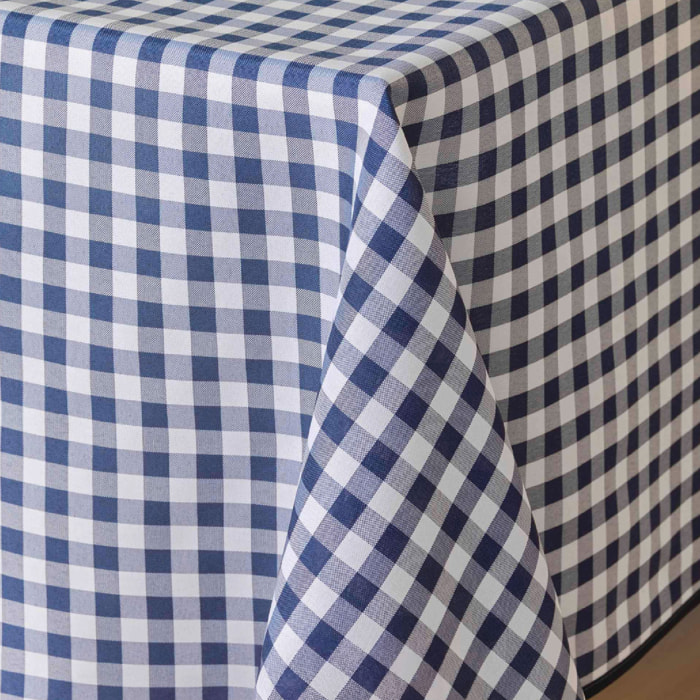 Nappe Carrée Infroissable Vichy Bleu Antitache - Bleu