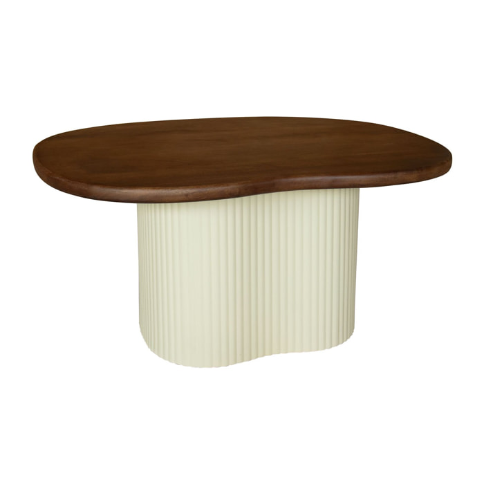 Table basse en bois de manguier et pied en métal écru BJORN