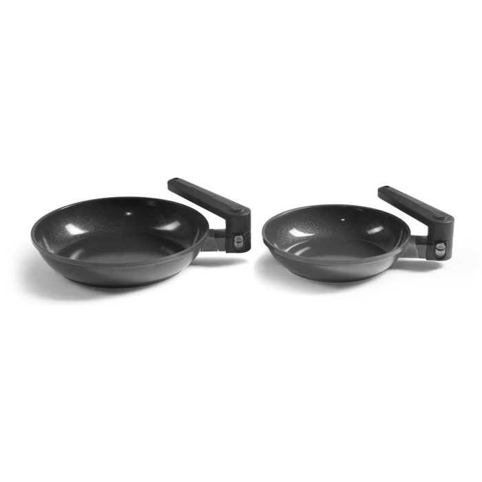 Set de 2 poêles 24 28 cm avec manches repliables - Transformer