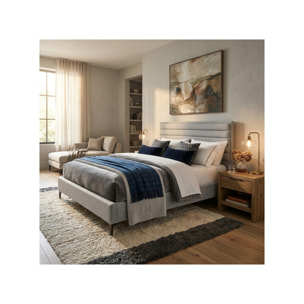 Lit 160x200 cm contemporain en tissu gris – LUCERNE
