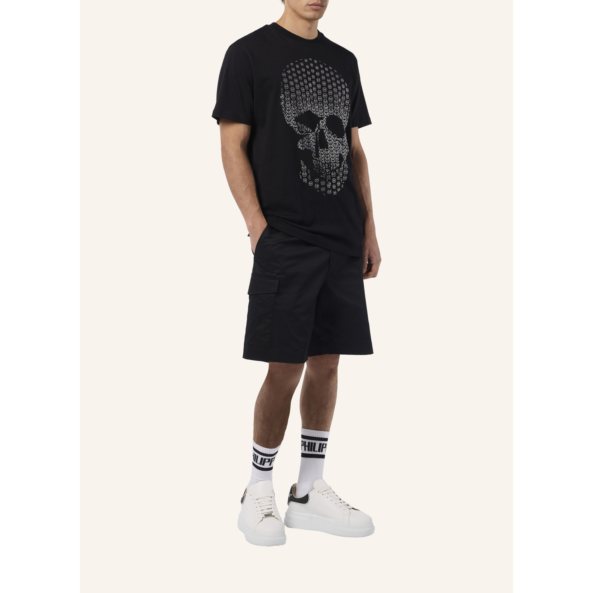 PHILIPP PLEIN Camiseta de cuello redondo y manga corta SKULL