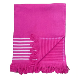 Fouta doublée éponge Paski Fuchsia 90x170 300g/m²