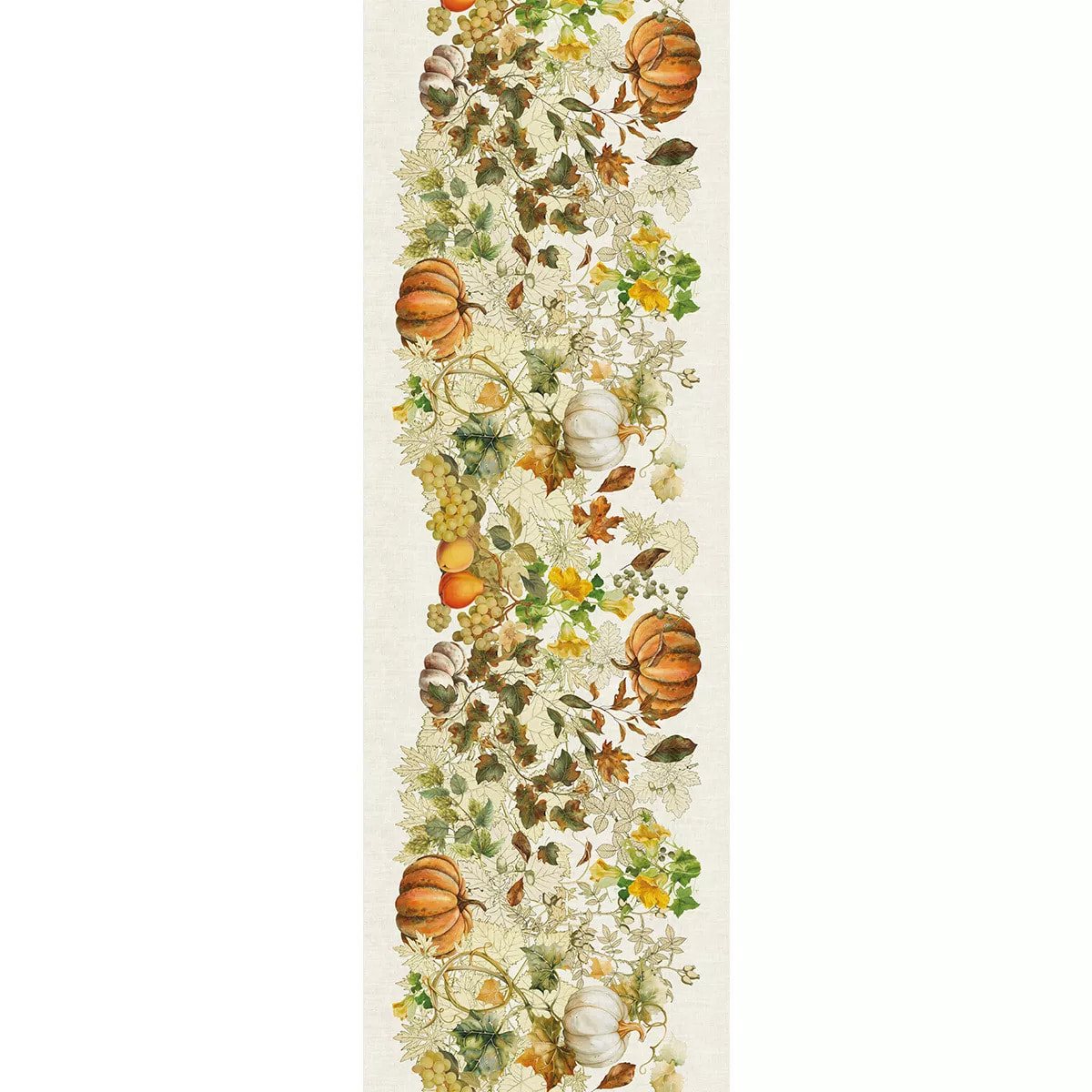 Chemin de table lin & coton lavé 190 g/m² imprimé beige orange Delices d'automne potiron