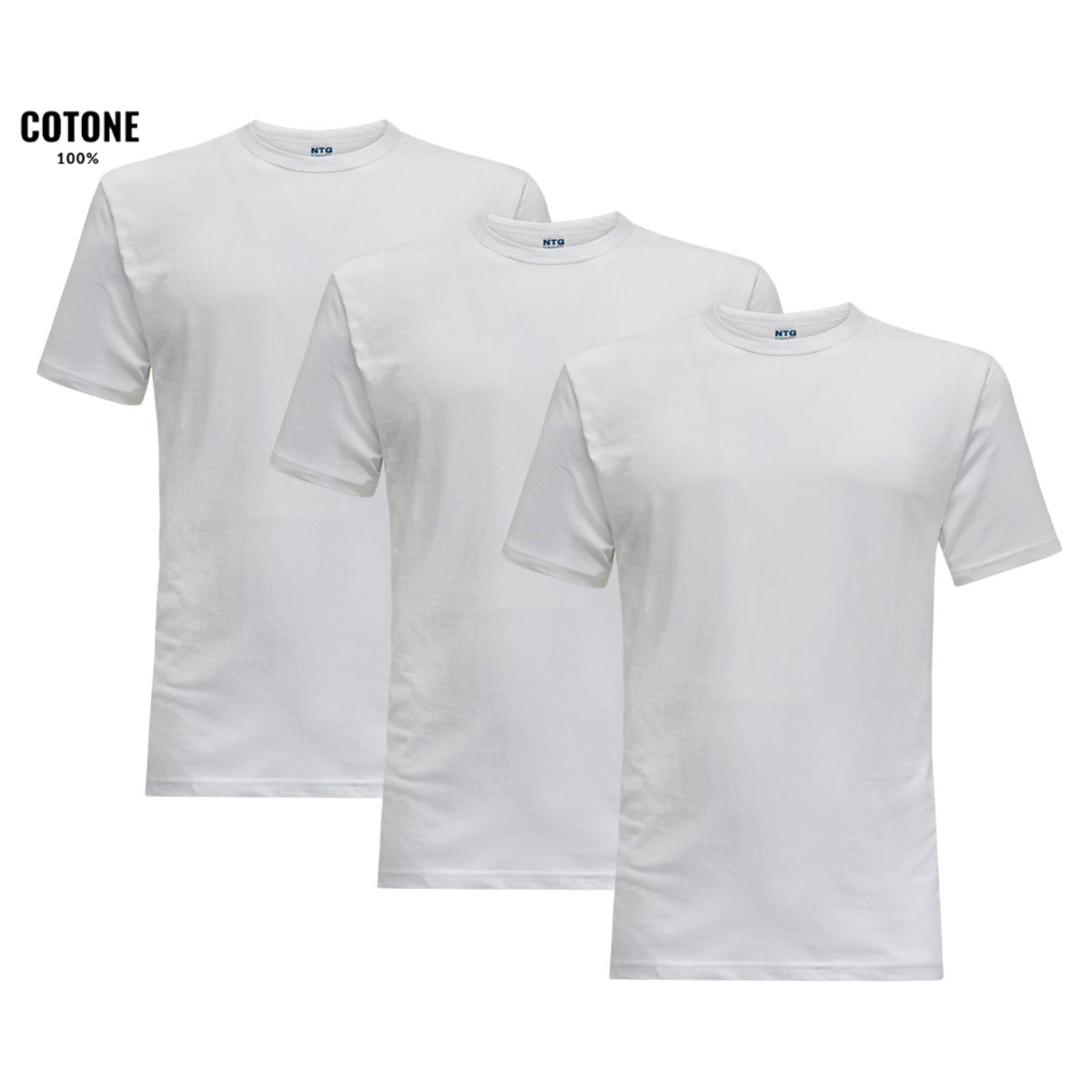 3 T-Shirt Uomo 100% Cotone NOTTINGHAM, Art. TM700 Girocollo