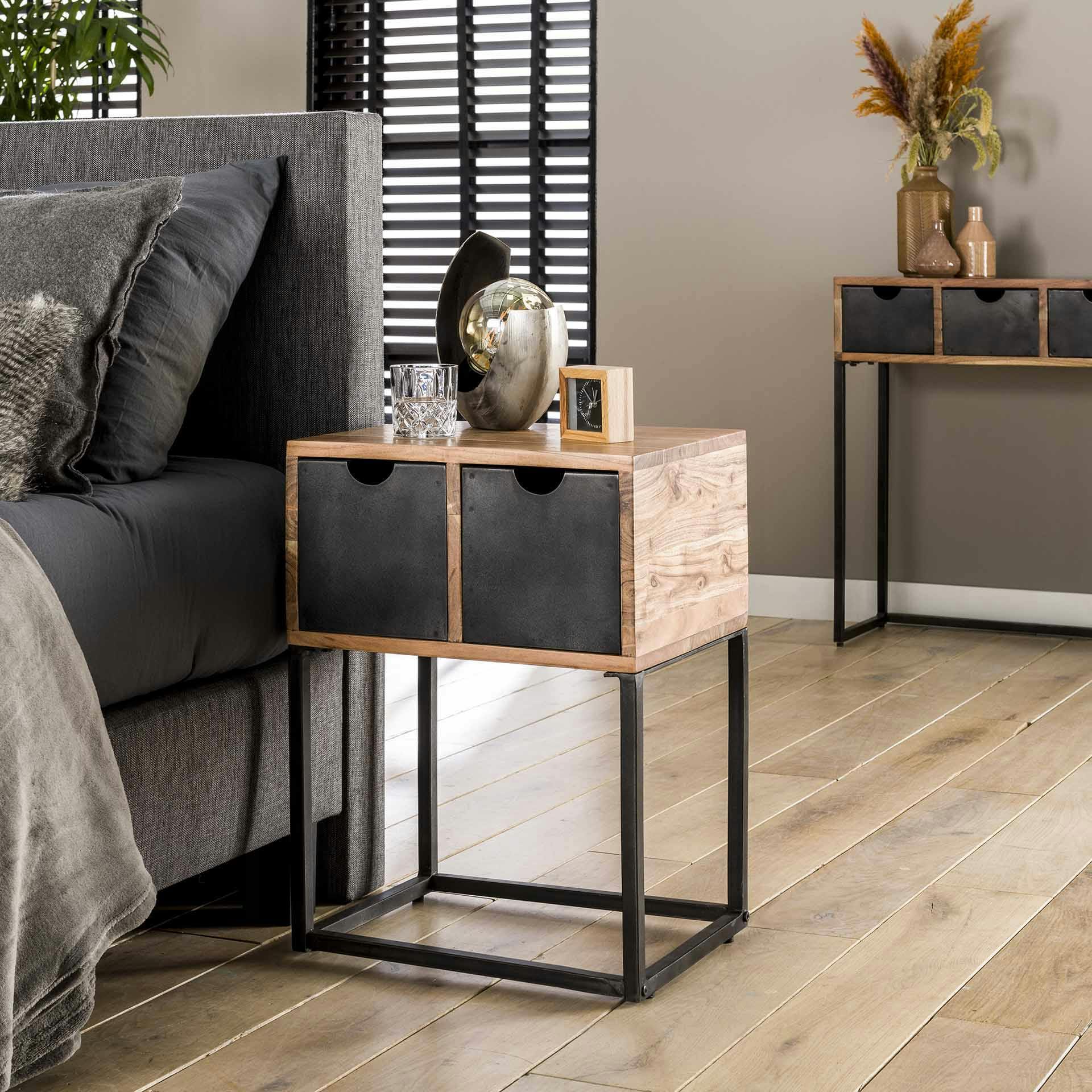 Table de chevet bois/métal industrielle BUNBURY