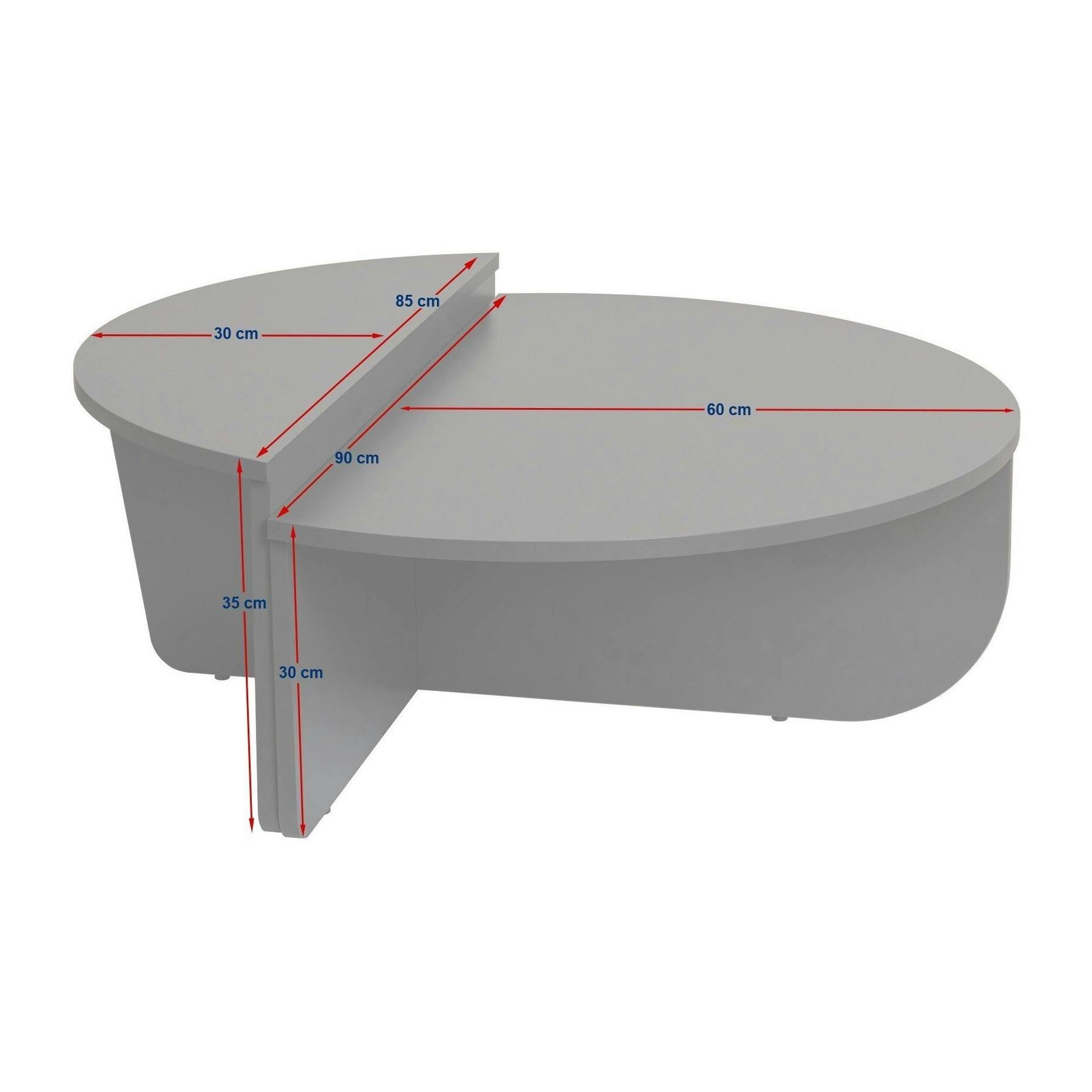 Table basse moderne grise effet laqué - 2 hauteurs MARFA