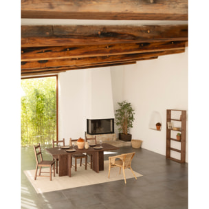 Table à manger en bois massif ton noyer en différentes tailles