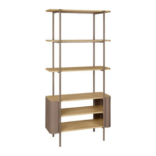 Etagère bibliothèque métal courbé et décor bois 6 niveaux MOLTO