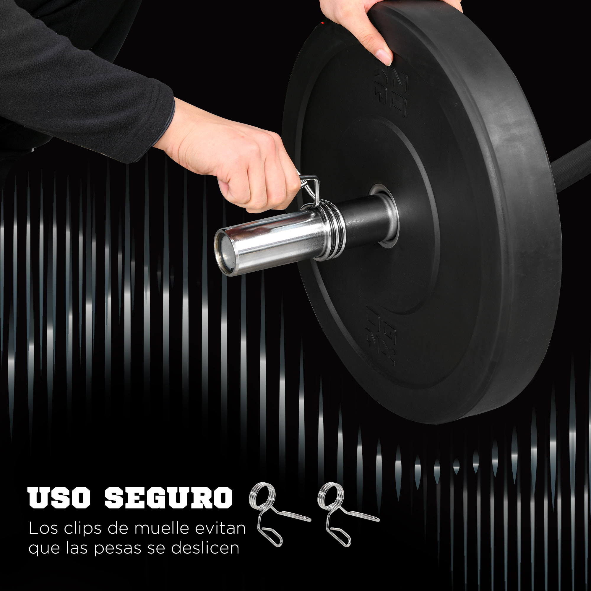 Barra de Pesas de Acero 120 cm Barra Curl EZ Ø50 mm con 2 Presillas Carga 100 kg Barra Olímpica para los Discos de Ø5 cm Entrenamiento en Gimnasio Casa Negro y Plata