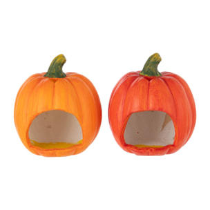 J-Line décoration Citrouille - céramique - orange - small - 2 pcs