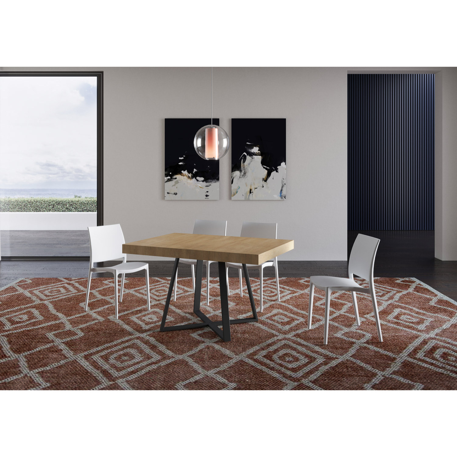 Tavolo allungabile 90x130/390 cm Abbraccio quercia natura gambe antracite