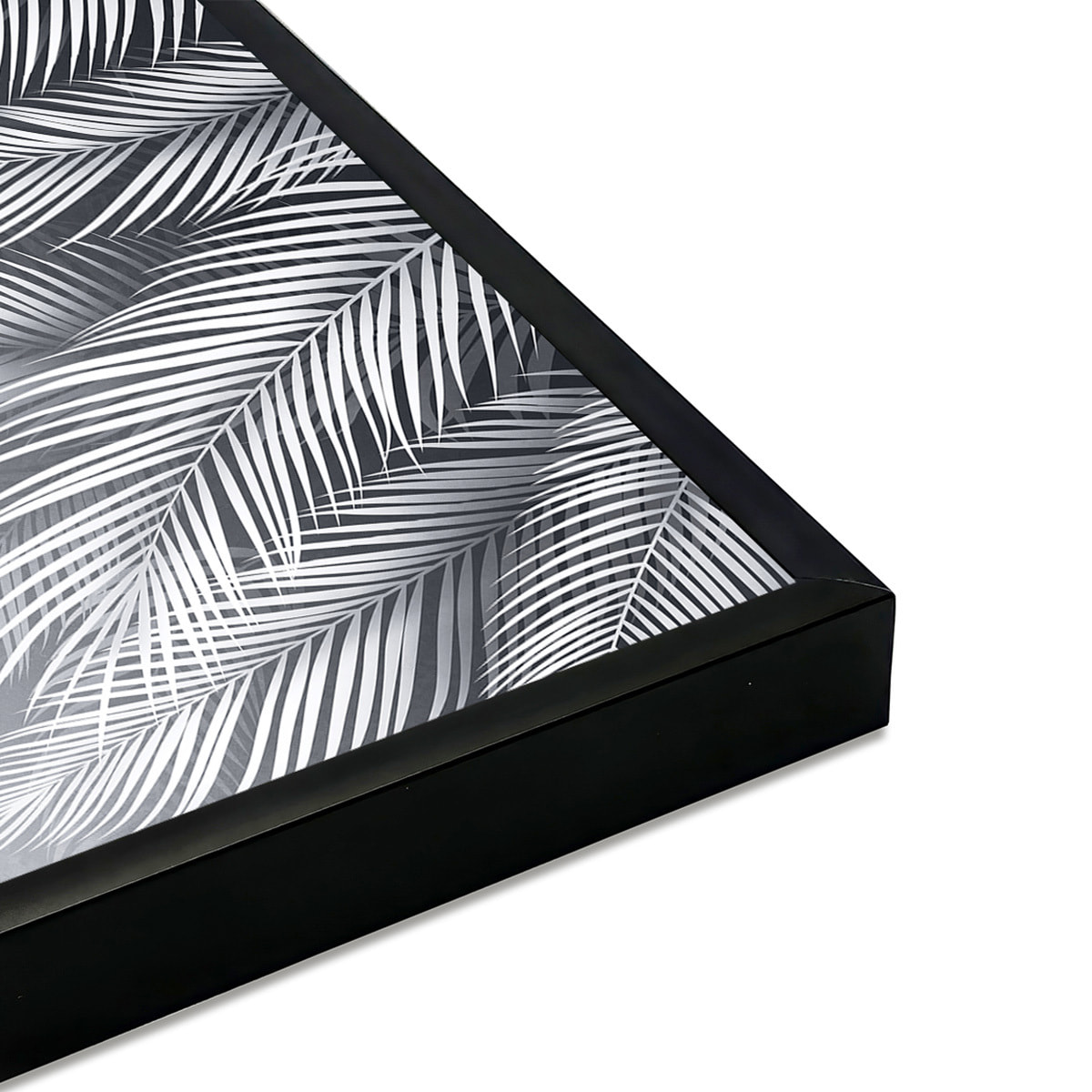 Affiche encadrée feuillage tropical noir et blanc Affiche + cadre en métal - Noir