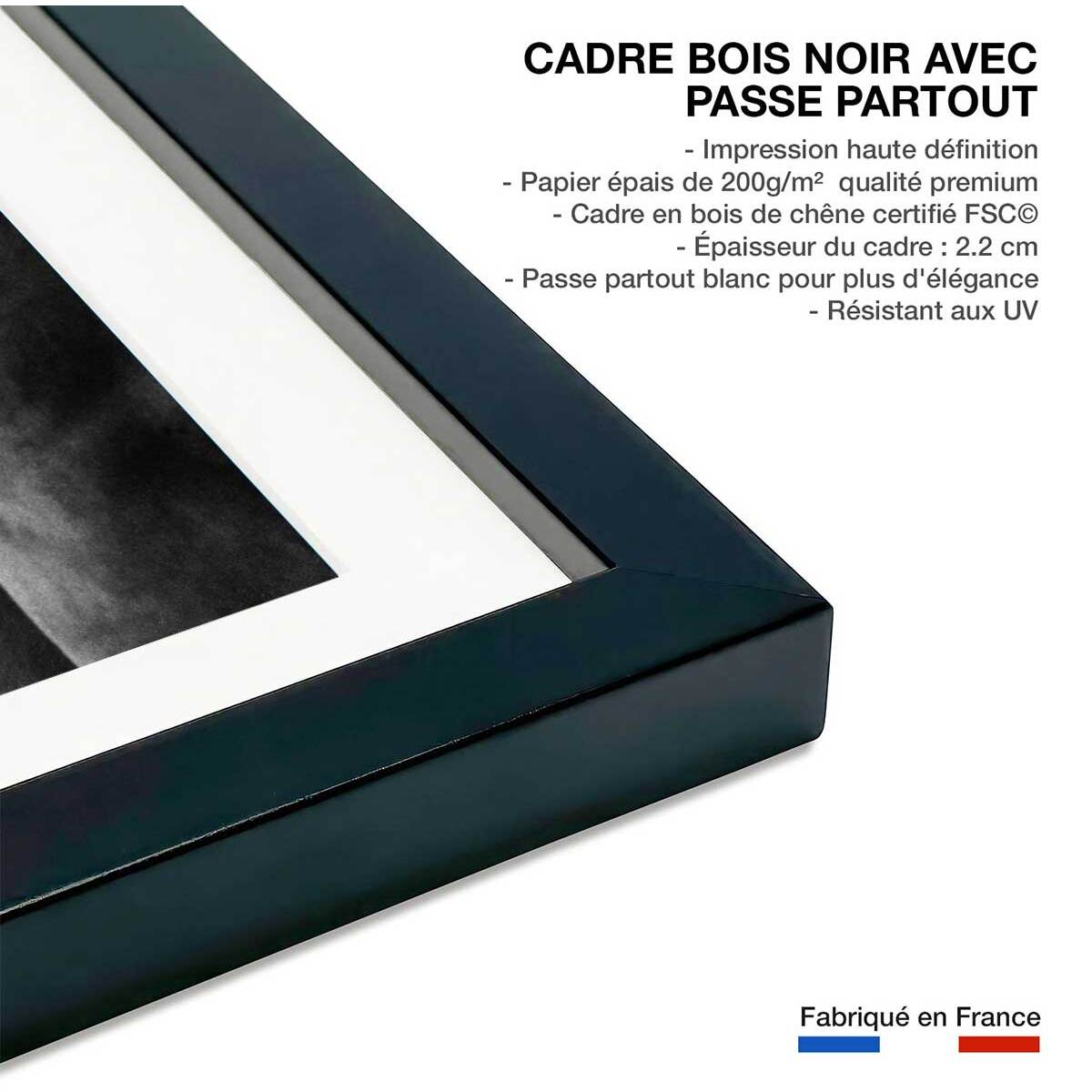 Affiche célébrité Romy Schneider et Alain Delon Affiche + cadre en bois - Noir