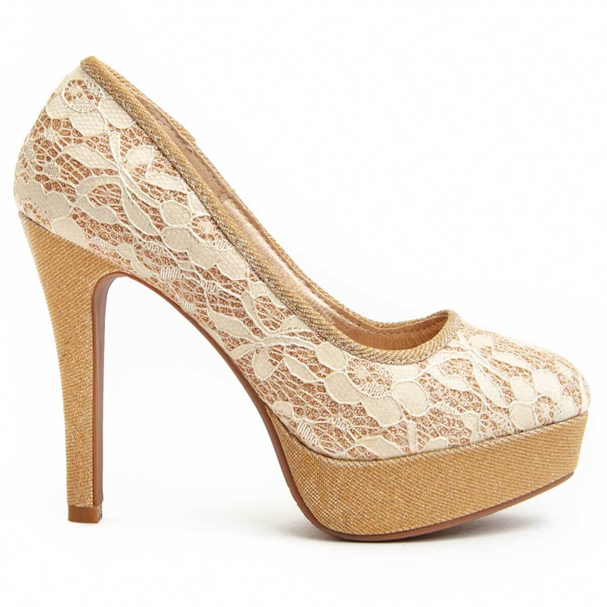 Zapato de tacón - Beige - Altura: 10 cm