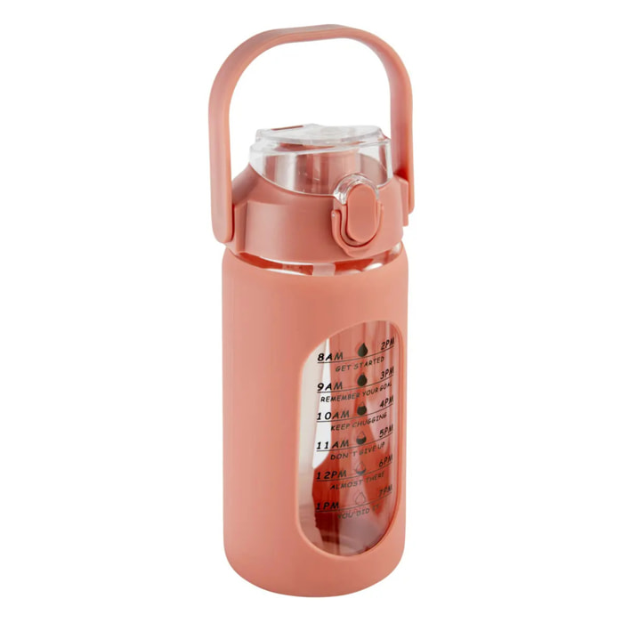 Bouteille en verre et silicone avec paille et housse 1L