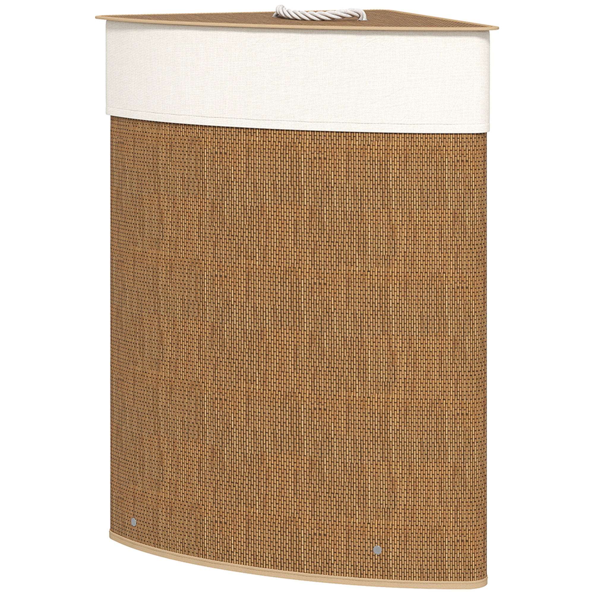 Panier à linge d'angle bambou 55L déhoussable lavable marron