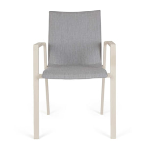Set 4 sedie da giardino HARO in tessuto grigio chiaro e struttura in alluminio beige