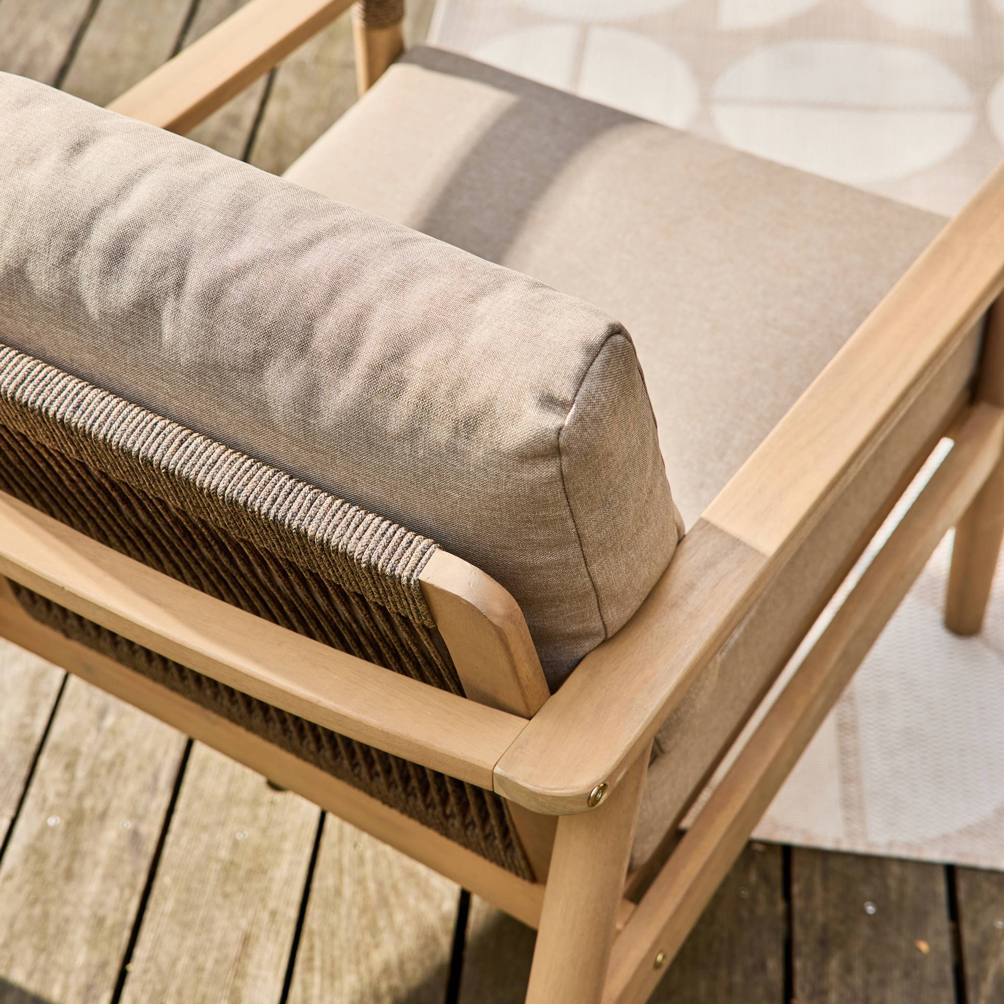 Salon de jardin bois d'acacia et cordes 4 places LAZULI