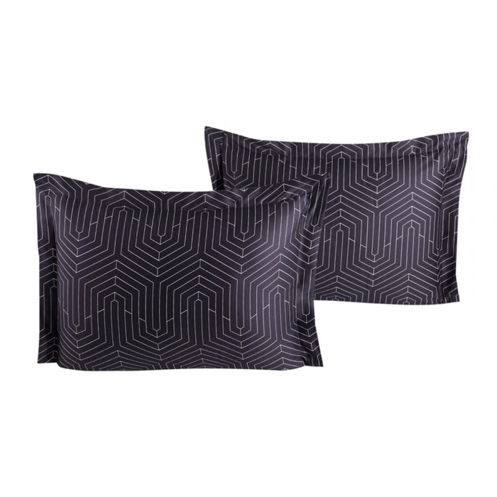Lot de 2 Taies d'oreiller satin de coton imprimé