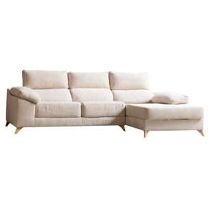 Canapé d'angle Dandy -textile, mousse pu, bois et panneau de particules-couleur beige 295 x 103 x 170 cm