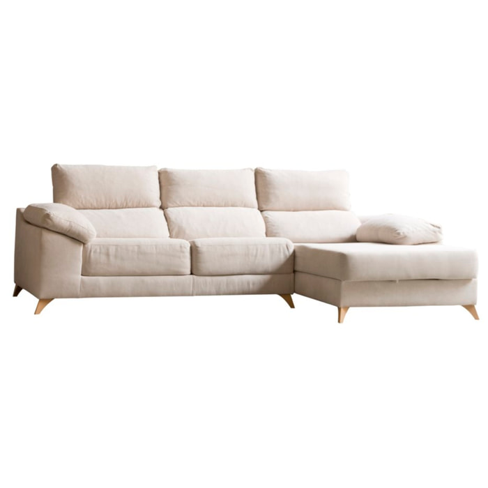 Canapé d'angle Dandy -textile, mousse pu, bois et panneau de particules-couleur beige 295 x 103 x 170 cm