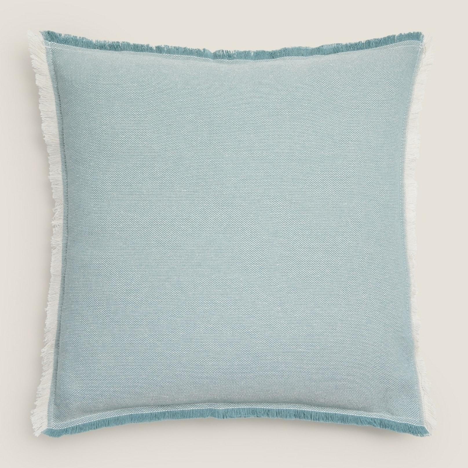 Funda de quadrant bicolor con flecos Chicham color agua marina Hilo reciclado