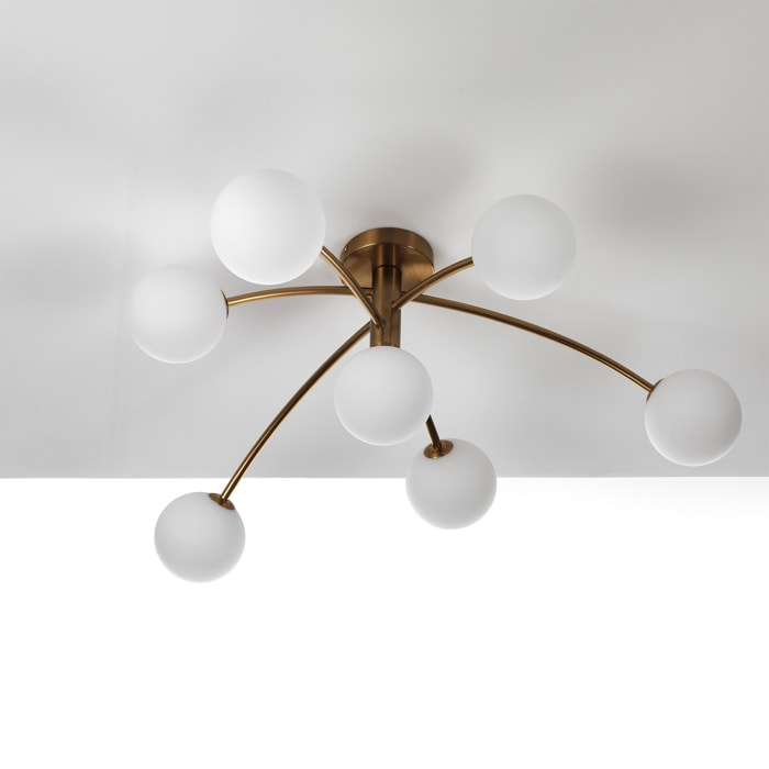 Plafonnier Tomasucci ARCHES, en acier et verre, blanc