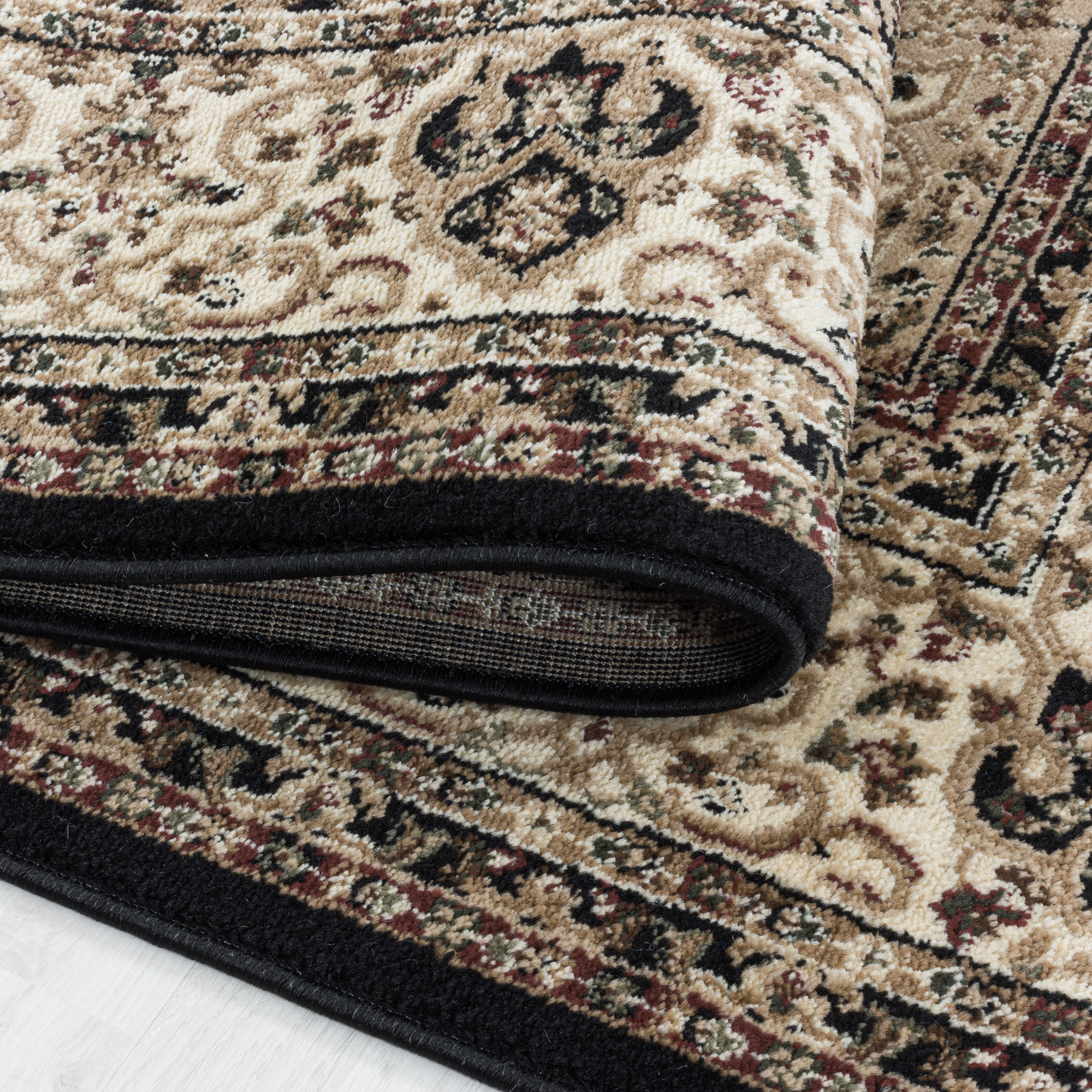 TANGER - Tapis classique à motif vintage Noir
