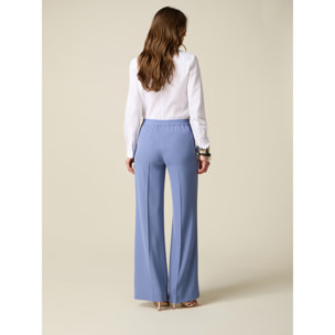 Oltre - Pantaloni palazzo in tessuto fluido - Azzurro