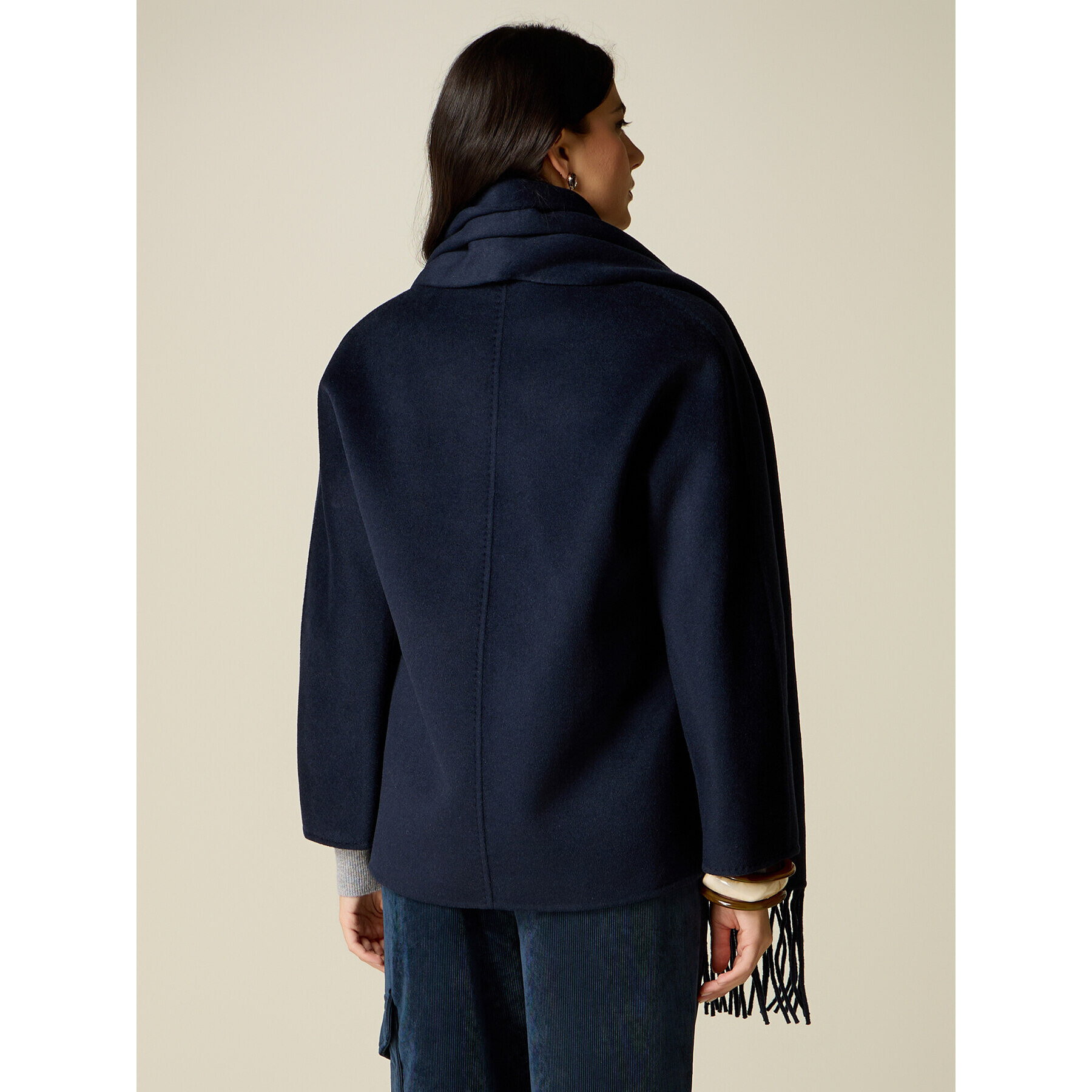 Oltre - Caban in misto lana con sciarpa integrata - Blu
