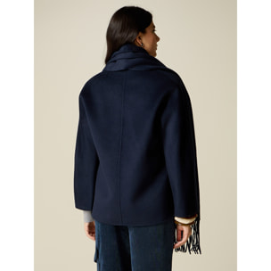 Oltre - Caban in misto lana con sciarpa integrata - Blu