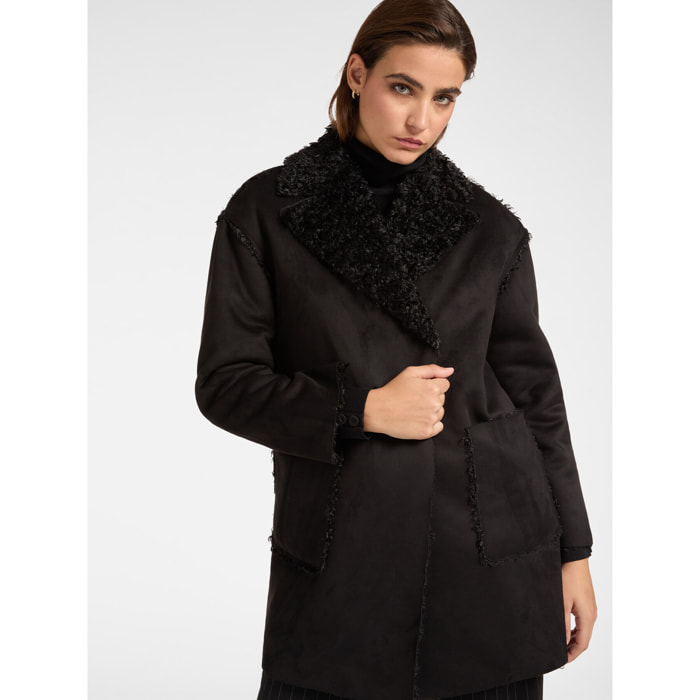 Elena Mirò - Cappotto in tessuto morbido con tasche - Nero