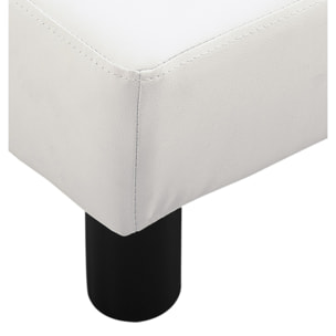 Reposapiés Otomano Taburete Pequeño Tapizado en Piel Sintética con Asiento Acolchado de Espuma y Patas de Plástico para Sofá Dormitorio 40x30x24 cm Blanco