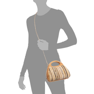 Bella Bolso bandolera Mujer. Fabricado en madera natural y paja trenzada.