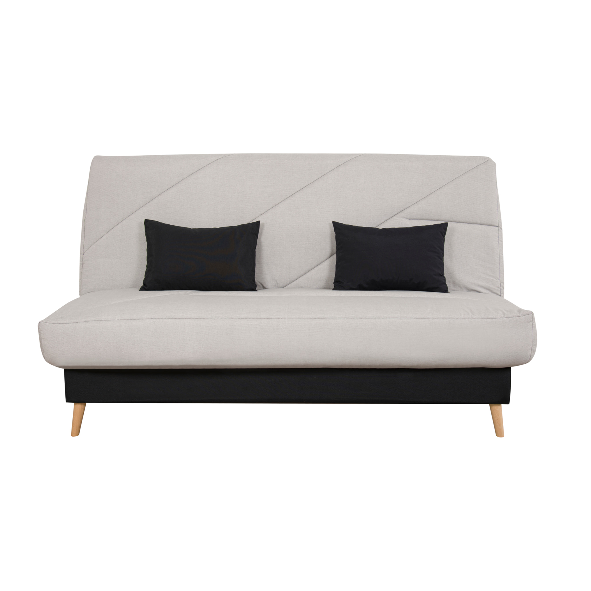 Canapé convertible Zephir, matelas Simmons, 130 x 190 cm, 2 coussins offerts, Aba perle