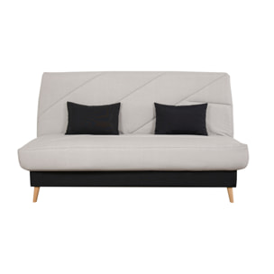 Canapé convertible Zephir, matelas Simmons, 130 x 190 cm, 2 coussins offerts, Aba perle