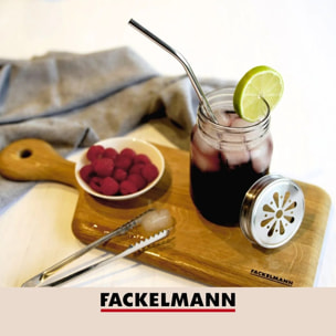 Lot de 4 pailles incurvées en inox avec goupillon 24 cm Fackelmann Bar Concept