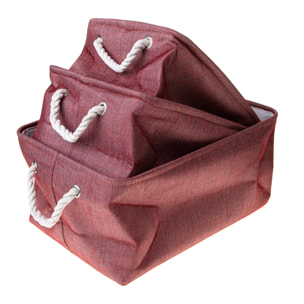 Serie Da 3 Contenitori St.45 Cm - Pezzi 1 - 45X22X32cm - Colore: Rosso - Bianchi Dino - Decorazioni Varie