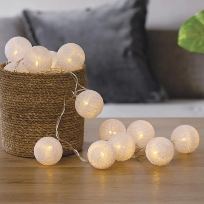 Guirlande LED 20 boules - blanc L435 cm