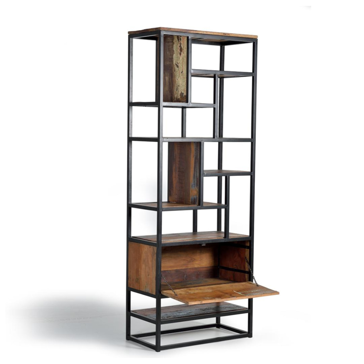 Librería de Madera Reciclada 80 Cm Estilo Industrial Vintage