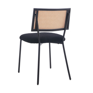 Luciano - lot de 2 chaises cannage - en tissu bouclette - Noir