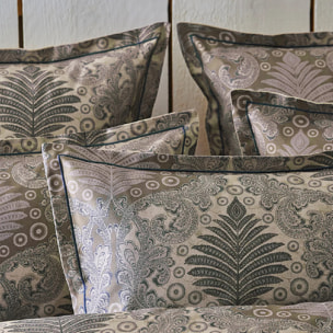Taie d'oreiller satin de coton imprimé marron Suzie boise