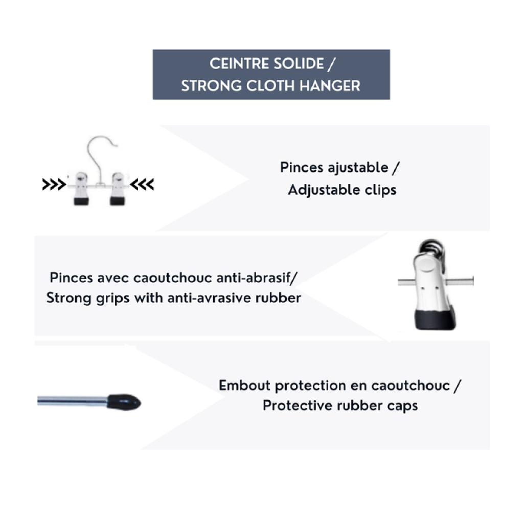 MSV Lot de 24 cintres en acier avec pinces