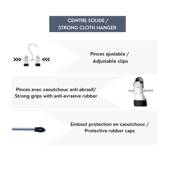 MSV Lot de 24 cintres en acier avec pinces