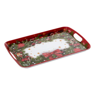 Plateau de service rectangulaire Noël 26x38,5cm