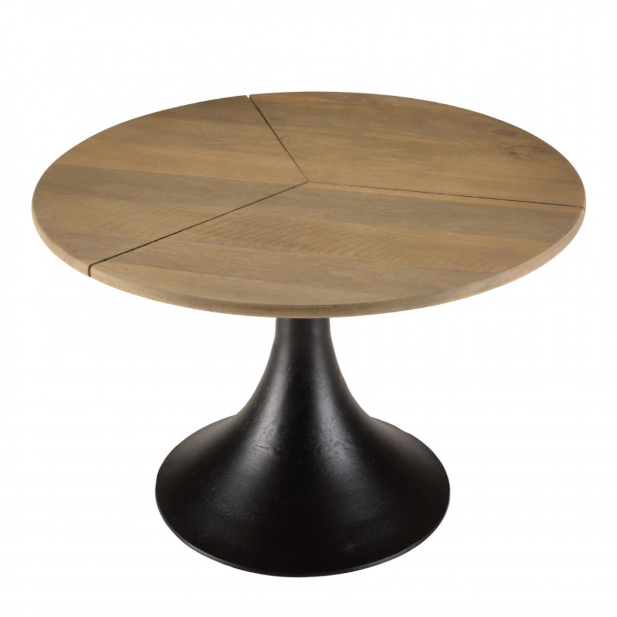 JAMES - Table d'appoint 65x65cm plateau en manguier pied évasé noir mat