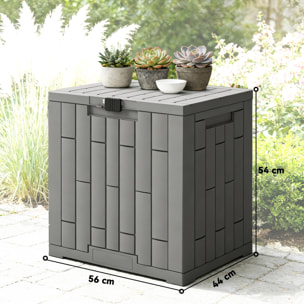 Arcón Exterior Capacidad 114L, Baúl de Almacenaje Exterior de Resina Resistente al Agua y a los Rayos UV, con Cerradura para Jardín, Terraza, Patio, 56x44x54 cm, Gris